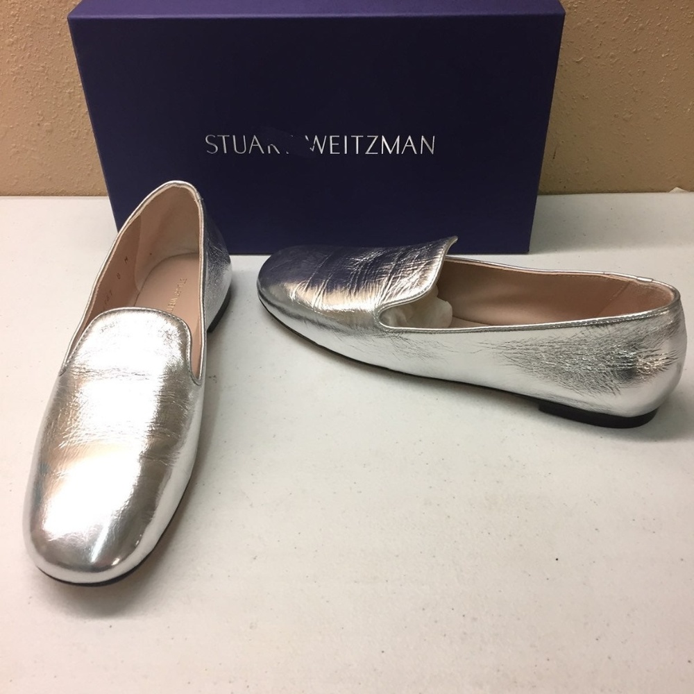 Stuart Weitzman Silver Flats 8M